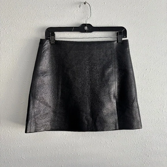 Sunday Best Black Faux Leather Mini Skirt with Side Slit - Picture 2 of 10